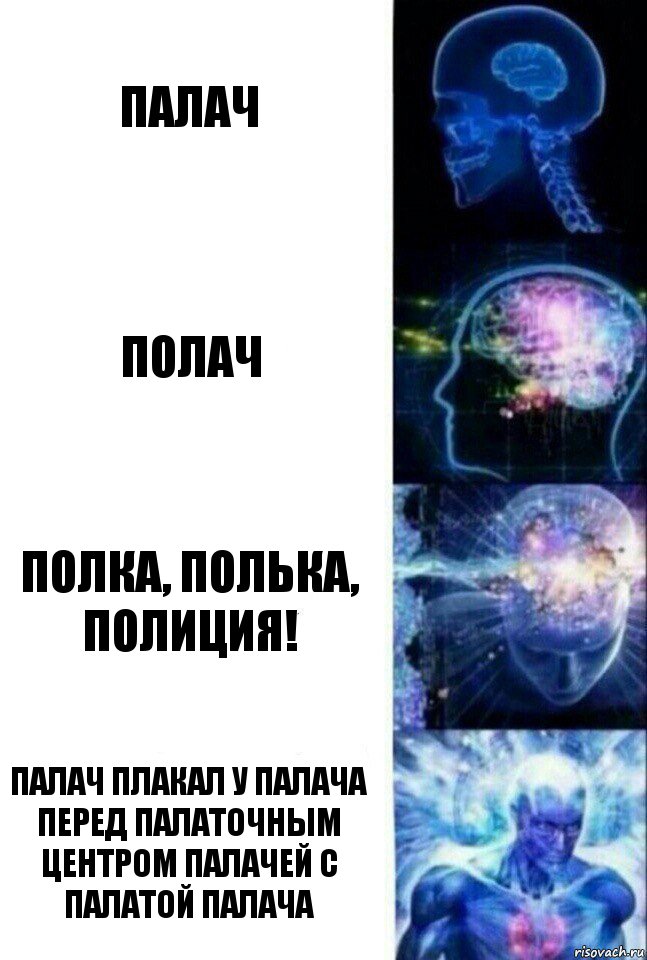 Палач Полач Полка, полька, полиция! Палач плакал у палача перед палаточным центром палачей с палатой палача, Комикс  Сверхразум