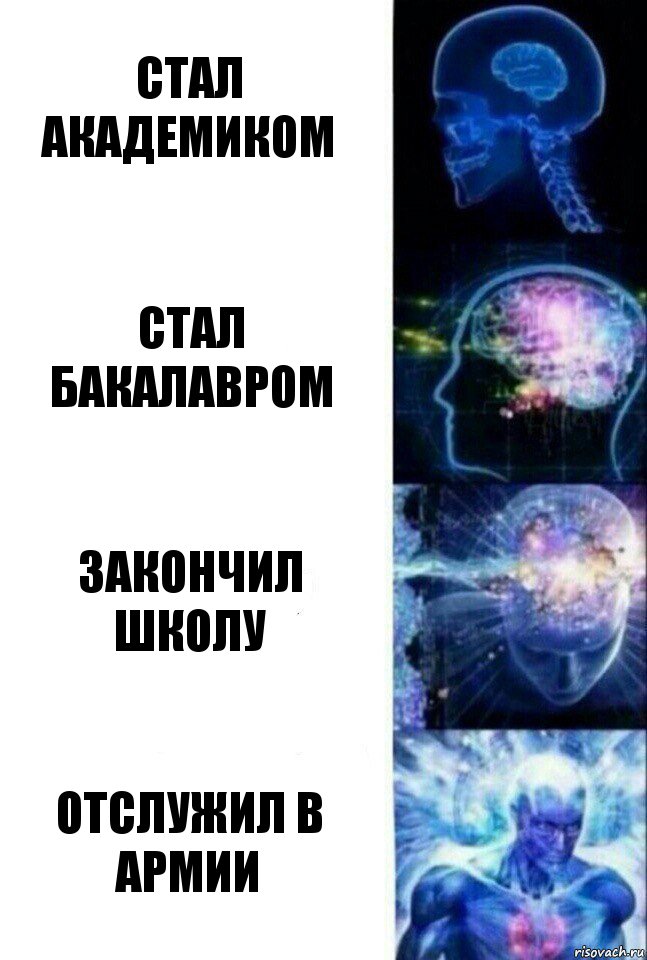 Стал академиком Стал бакалавром Закончил школу отслужил в армии, Комикс  Сверхразум