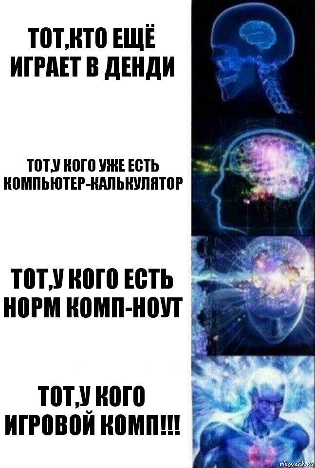 Тот,кто ещё играет в денди Тот,у кого уже есть компьютер-калькулятор Тот,у кого есть норм комп-ноут Тот,у кого игровой комп!!!, Комикс  Сверхразум