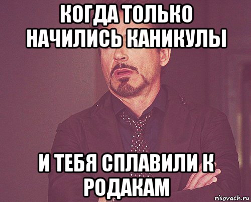 когда только начились каникулы и тебя сплавили к родакам, Мем твое выражение лица