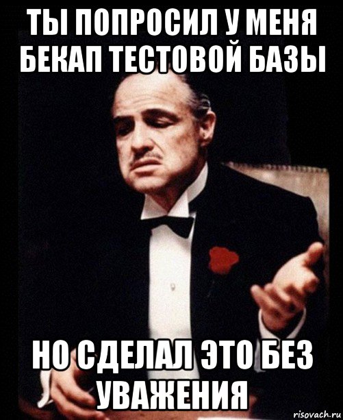 ты попросил у меня бекап тестовой базы но сделал это без уважения, Мем ты делаешь это без уважения