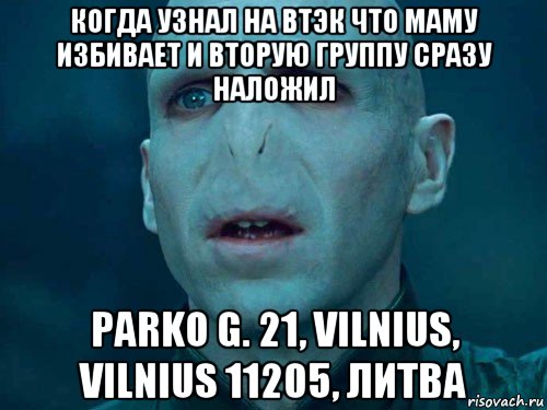 когда узнал на втэк что маму избивает и вторую группу сразу наложил parko g. 21, vilnius, vilnius 11205, литва, Мем Волан де Морт