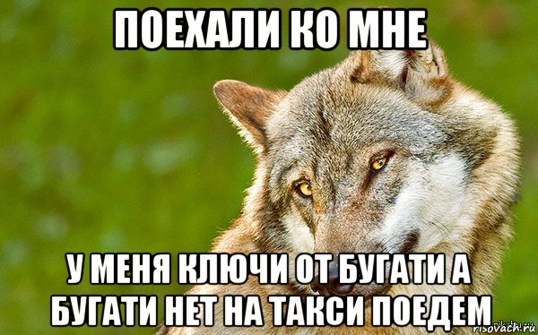 поехали ко мне у меня ключи от бугати а бугати нет на такси поедем, Мем   Volf