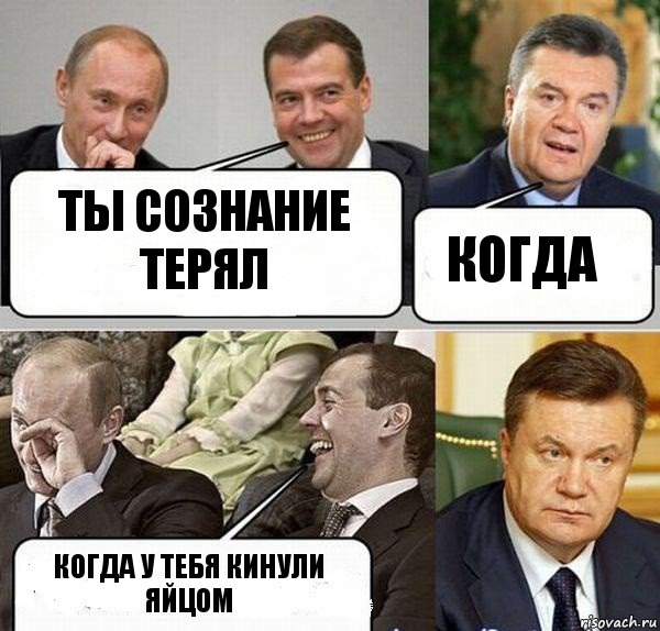 ты сознание терял когда когда у тебя кинули яйцом, Комикс  Разговор Януковича с Путиным и Медведевым