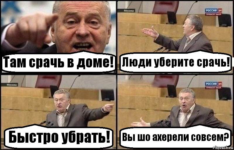 Там срачь в доме! Люди уберите срачь! Быстро убрать! Вы шо ахерели совсем?, Комикс Жириновский