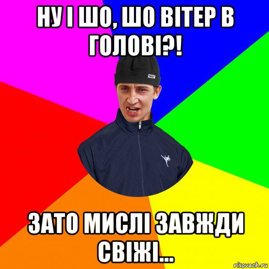ну і шо, шо вітер в голові?! зато мислі завжди свіжі...