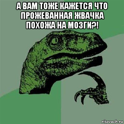 а вам тоже кажется что прожеванная жвачка похожа на мозги?! , Мем Филосораптор