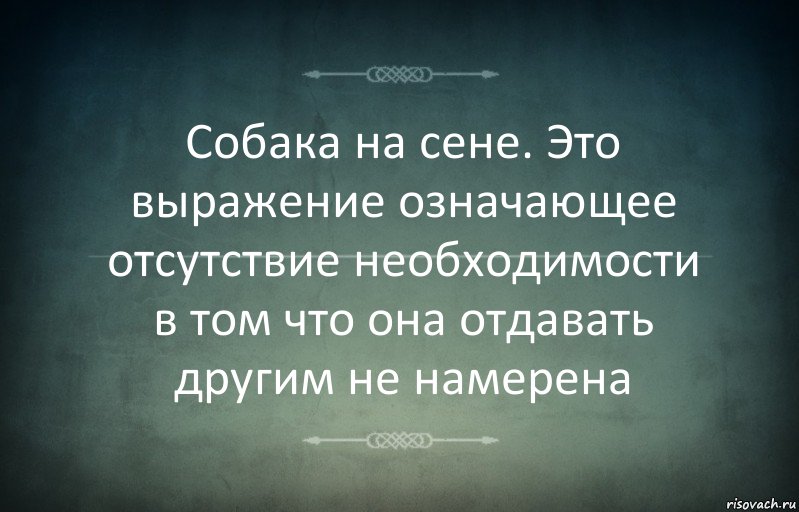 Собака на сене. Это выражение означающее отсутствие необходимости в том что она отдавать другим не намерена, Комикс Игра слов 3