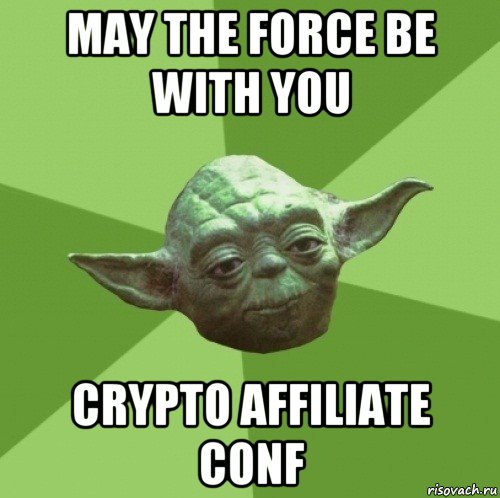 may the force be with you crypto affiliate conf, Мем Мастер Йода