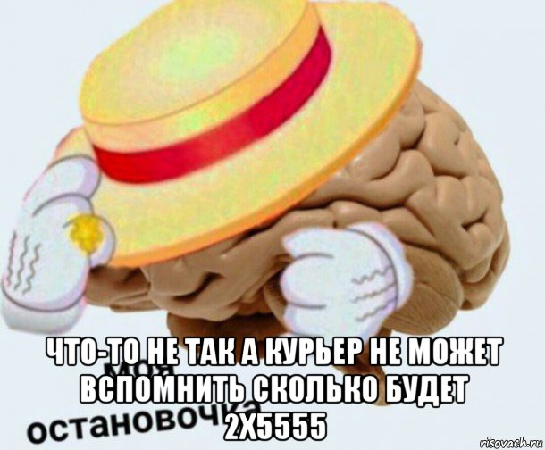  что-то не так а курьер не может вспомнить сколько будет 2x5555, Мем   Моя остановочка мозг