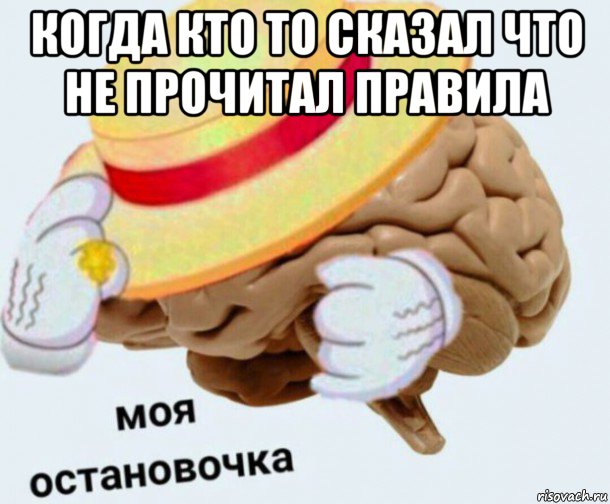 когда кто то сказал что не прочитал правила , Мем   Моя остановочка мозг