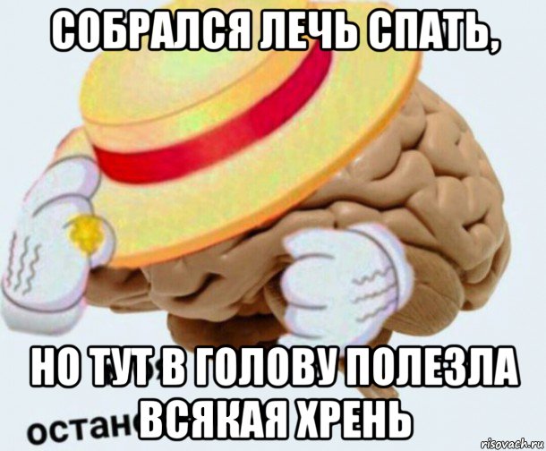 собрался лечь спать, но тут в голову полезла всякая хрень, Мем   Моя остановочка мозг