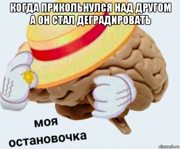 когда прикольнулся над другом а он стал деградировать , Мем   Моя остановочка мозг