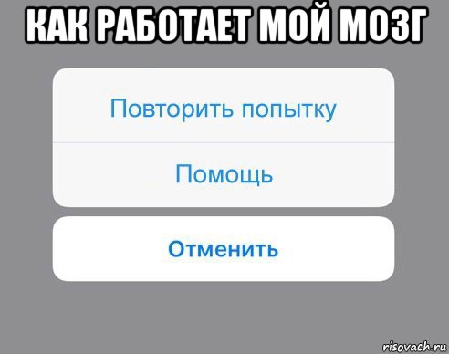 как работает мой мозг , Мем Отменить Помощь Повторить попытку