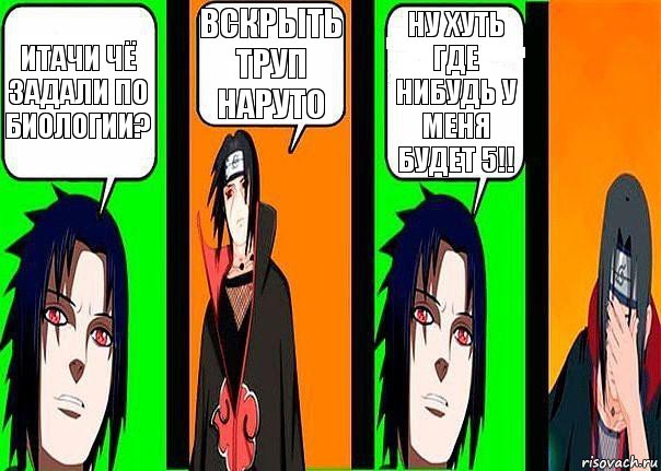 итачи чё задали по биологии? вскрыть труп наруто ну хуть где нибудь у меня будет 5!!, Комикс разговор итачи и саске