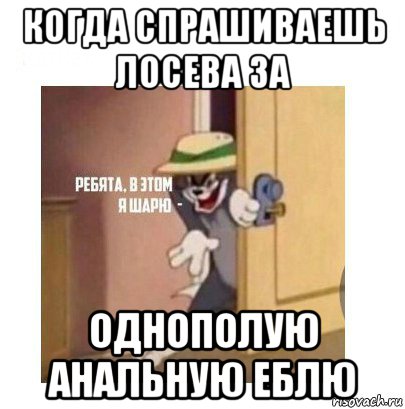 когда спрашиваешь лосева за однополую анальную еблю, Мем Ребята я в этом шарю