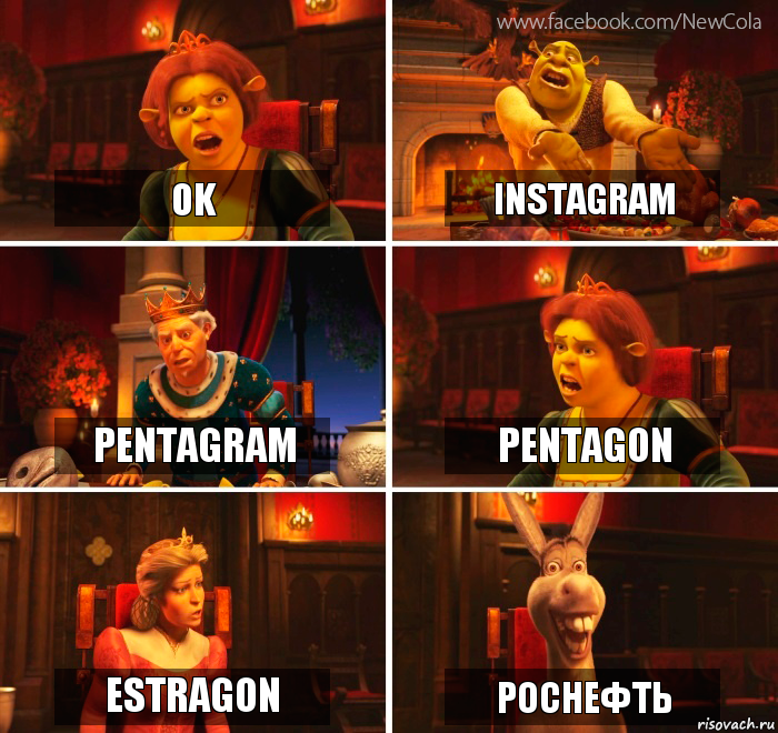 ok instagram pentagram pentagon estragon Роснефть, Комикс Шрек-Осел Мем-генератор NewCola