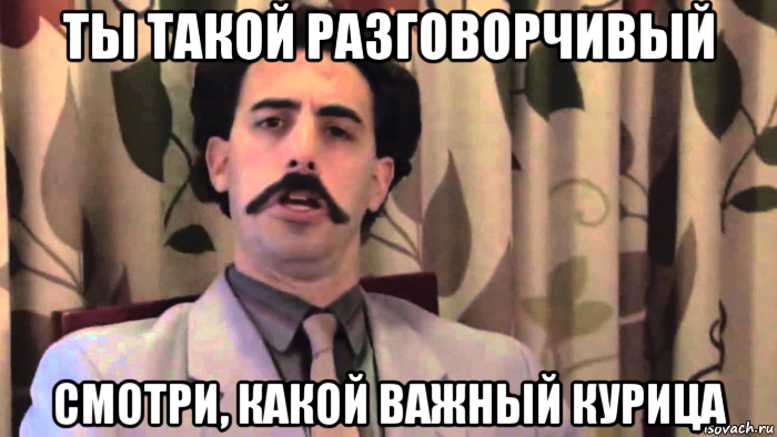 ты такой разговорчивый смотри, какой важный курица