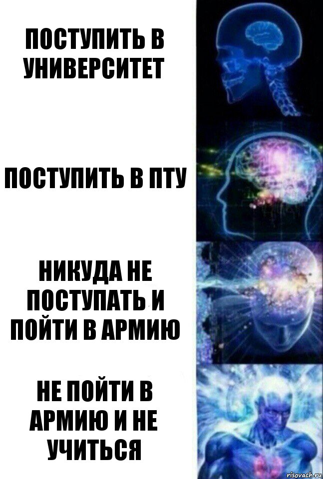 поступить в университет поступить в пту никуда не поступать и пойти в армию не пойти в армию и не учиться, Комикс  Сверхразум