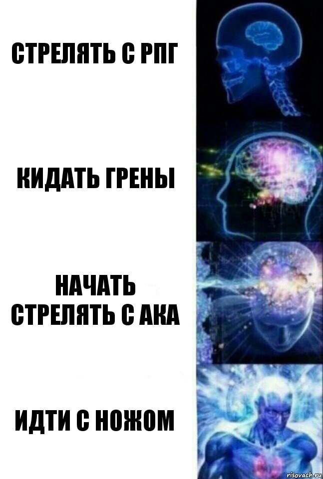 Стрелять с рпг кидать грены начать стрелять с ака идти с ножом, Комикс  Сверхразум