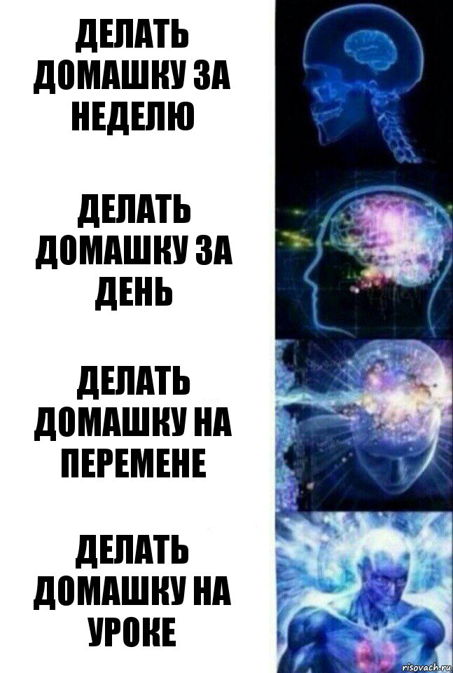 делать домашку за неделю делать домашку за день делать домашку на перемене делать домашку на уроке, Комикс  Сверхразум