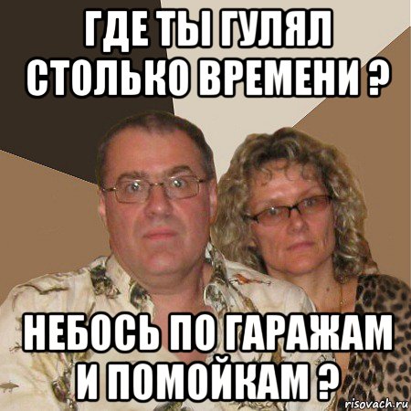 где ты гулял столько времени ? небось по гаражам и помойкам ?, Мем  Злые родители