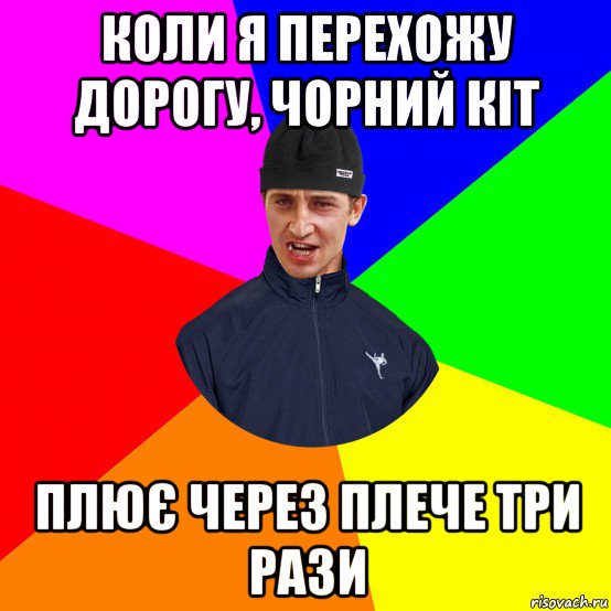 коли я перехожу дорогу, чорний кіт плює через плече три рази