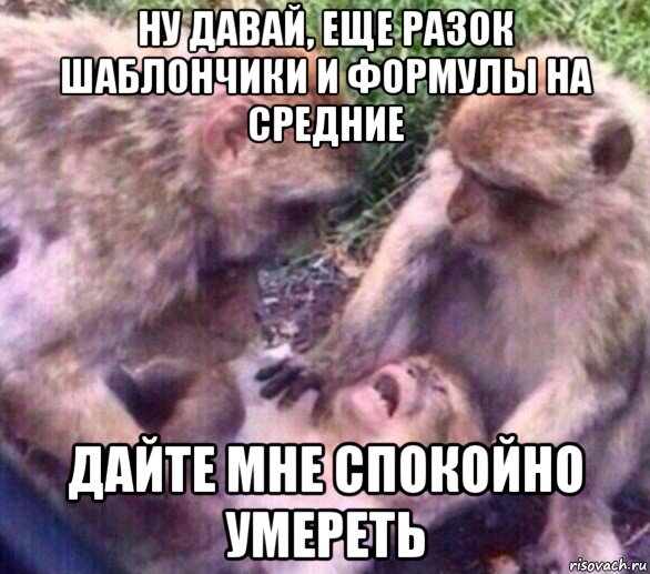 ну давай, еще разок шаблончики и формулы на средние дайте мне спокойно умереть