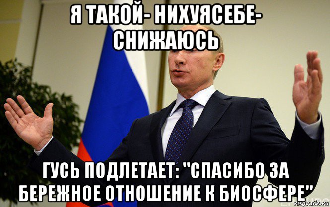 я такой- нихуясебе- снижаюсь гусь подлетает: "спасибо за бережное отношение к биосфере"