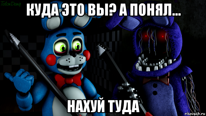 куда это вы? а понял... нахуй туда, Мем FNAF ФНАФ той Бонни и олд Бонни