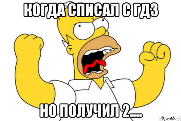 когда списал с гдз но получил 2...., Мем Разъяренный Гомер