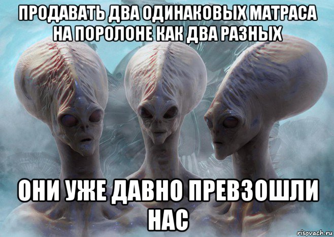 продавать два одинаковых матраса на поролоне как два разных они уже давно превзошли нас