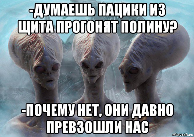 -думаешь пацики из щита прогонят полину? -почему нет, они давно превзошли нас