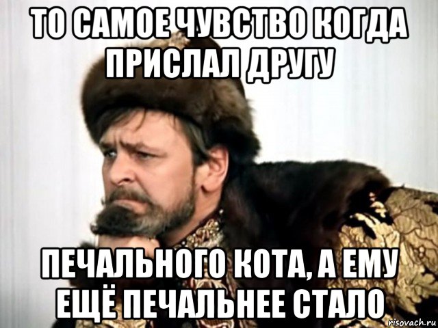 то самое чувство когда прислал другу печального кота, а ему ещё печальнее стало