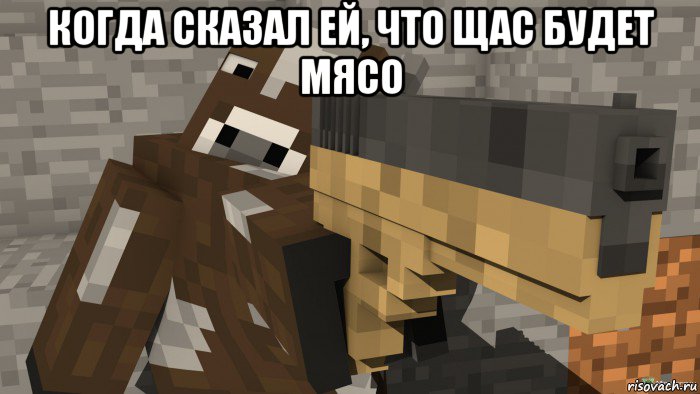 когда сказал ей, что щас будет мясо , Мем Майнкрафт