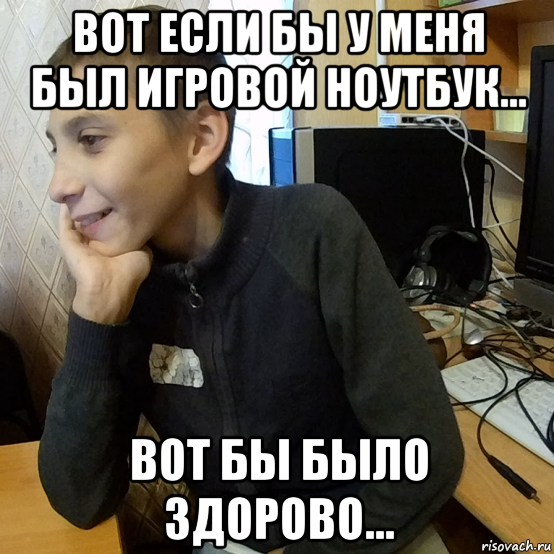 вот если бы у меня был игровой ноутбук... вот бы было здорово...