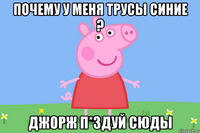 почему у меня трусы синие ? джорж п*здуй сюды, Мем Пеппа