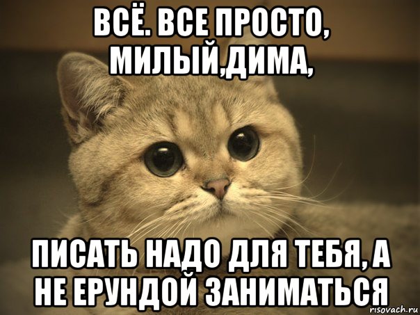 всё. все просто, милый,дима, писать надо для тебя, а не ерундой заниматься, Мем Пидрила ебаная котик