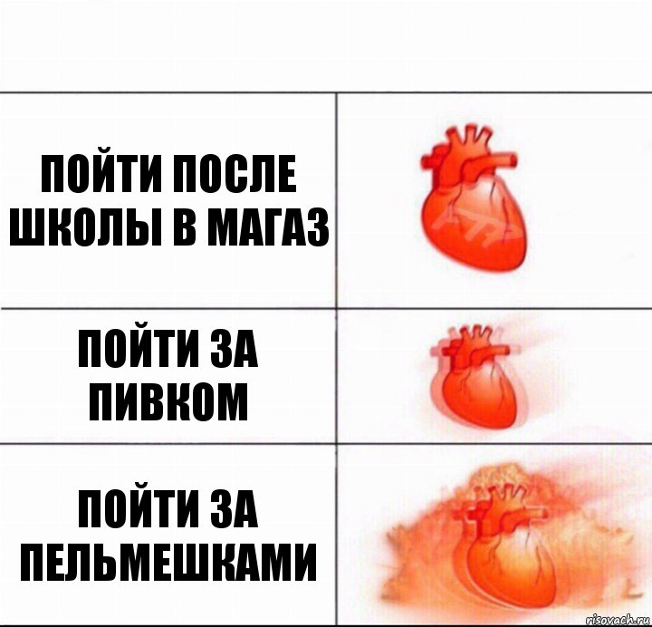 пойти после школы в магаз пойти за пивком пойти за пельмешками, Комикс  Расширяюшее сердце