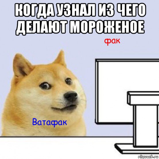 когда узнал из чего делают мороженое , Мем Собака за компьютером