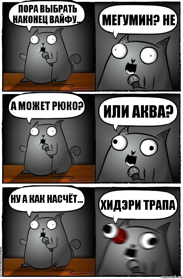 Пора выбрать наконец вайфу... Мегумин? Не А может Рюко? Или Аква? Ну а как насчёт... Хидэри ТРАПА, Комикс  Стендап-кот