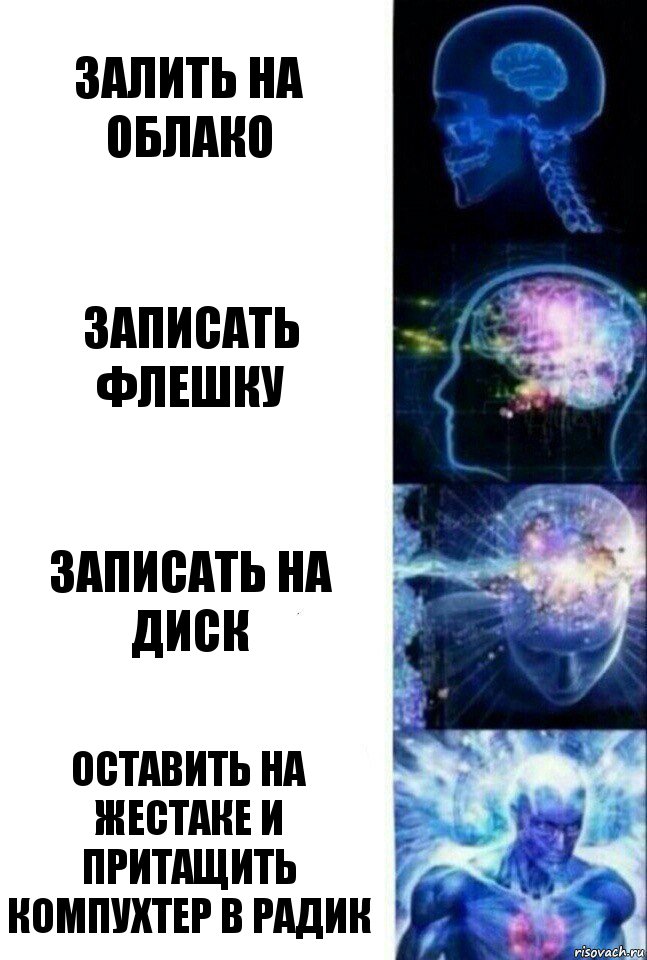 залить на облако записать флешку записать на диск оставить на жестаке и притащить компухтер в радик, Комикс  Сверхразум