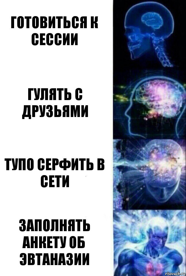 Готовиться к сессии Гулять с друзьями Тупо серфить в сети Заполнять анкету об эвтаназии, Комикс  Сверхразум