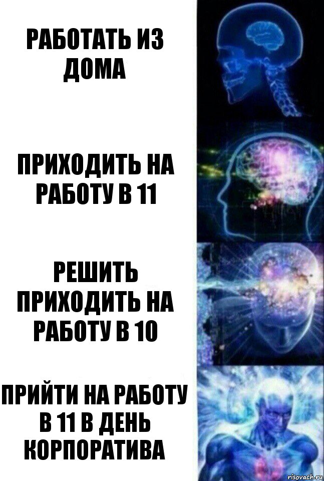 работать из дома Приходить на работу в 11 решить приходить на работу в 10 Прийти на работу в 11 в день корпоратива, Комикс  Сверхразум