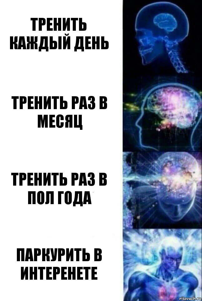 тренить каждый день тренить раз в месяц тренить раз в пол года паркурить в интеренете, Комикс  Сверхразум