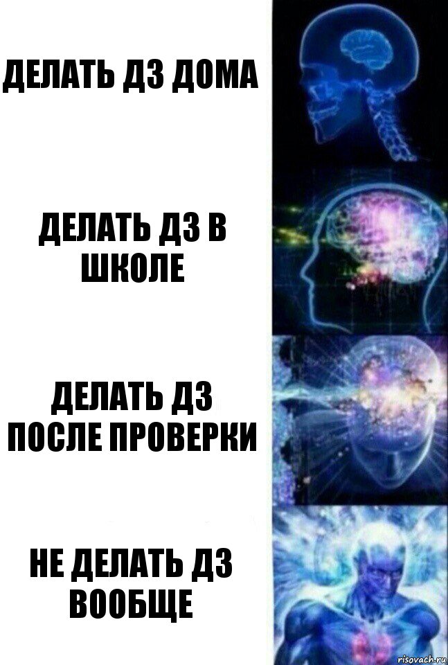 Делать дз дома Делать дз в школе Делать дз после проверки Не делать дз вообще, Комикс  Сверхразум