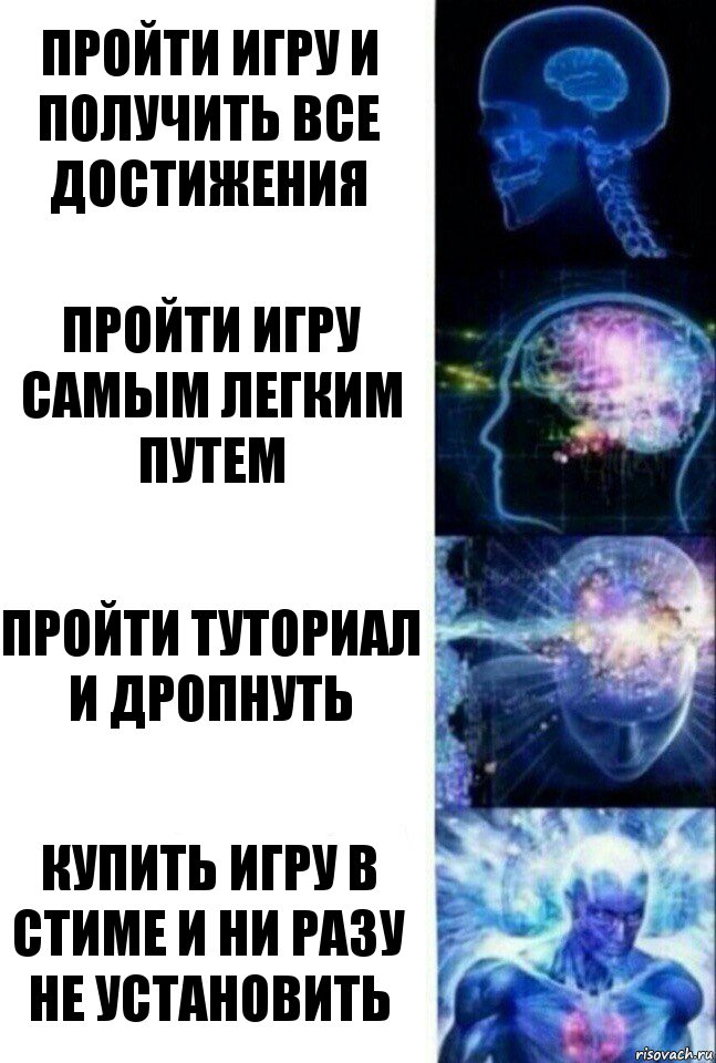 Пройти игру и получить все достижения Пройти игру самым легким путем Пройти туториал и дропнуть Купить игру в стиме и ни разу не установить, Комикс  Сверхразум