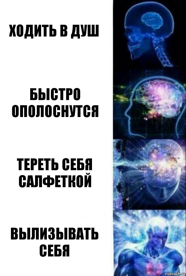 ХОДИТЬ В ДУШ БЫСТРО ОПОЛОСНУТСЯ ТЕРЕТЬ СЕБЯ САЛФЕТКОЙ ВЫЛИЗЫВАТЬ СЕБЯ, Комикс  Сверхразум