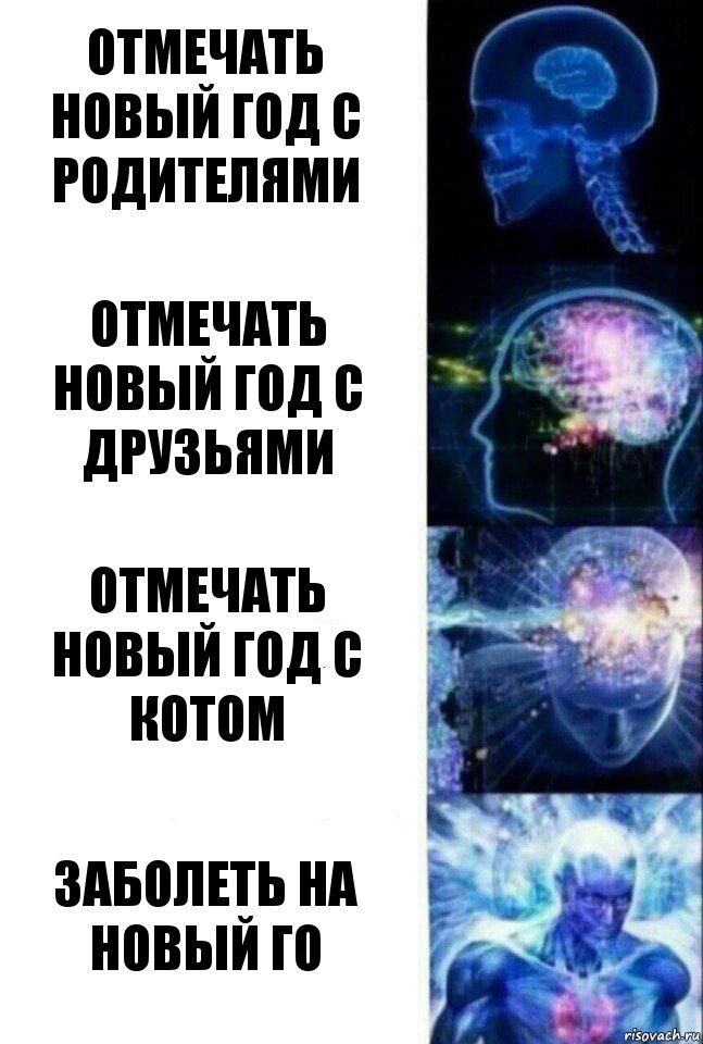 Отмечать новый год с родителями Отмечать новый год с друзьями Отмечать новый год с котом Заболеть на Новый го, Комикс  Сверхразум