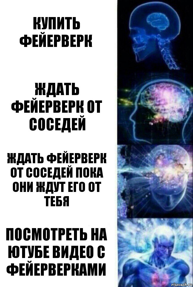 Купить фейерверк Ждать фейерверк от соседей Ждать фейерверк от соседей пока они ждут его от тебя Посмотреть на Ютубе видео с фейерверками, Комикс  Сверхразум